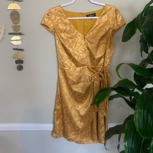 Lulu’s Gold Floral Wrap Dress